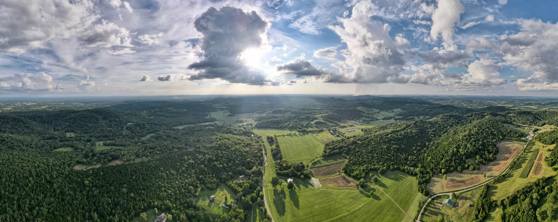 Aerial view of Middle Tennessee countryside